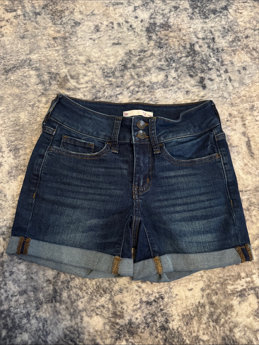 SO Dark Blue Roll-Cuff Denim Shorts